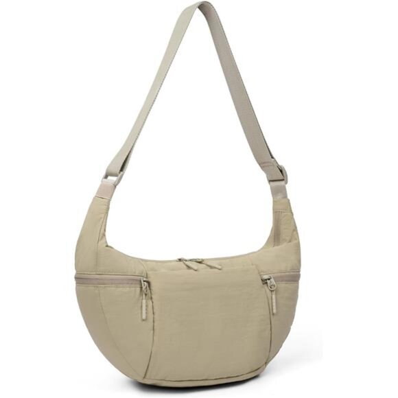 Nylon Crossbody Bag for Women, Khaki - Picture 6 of 7